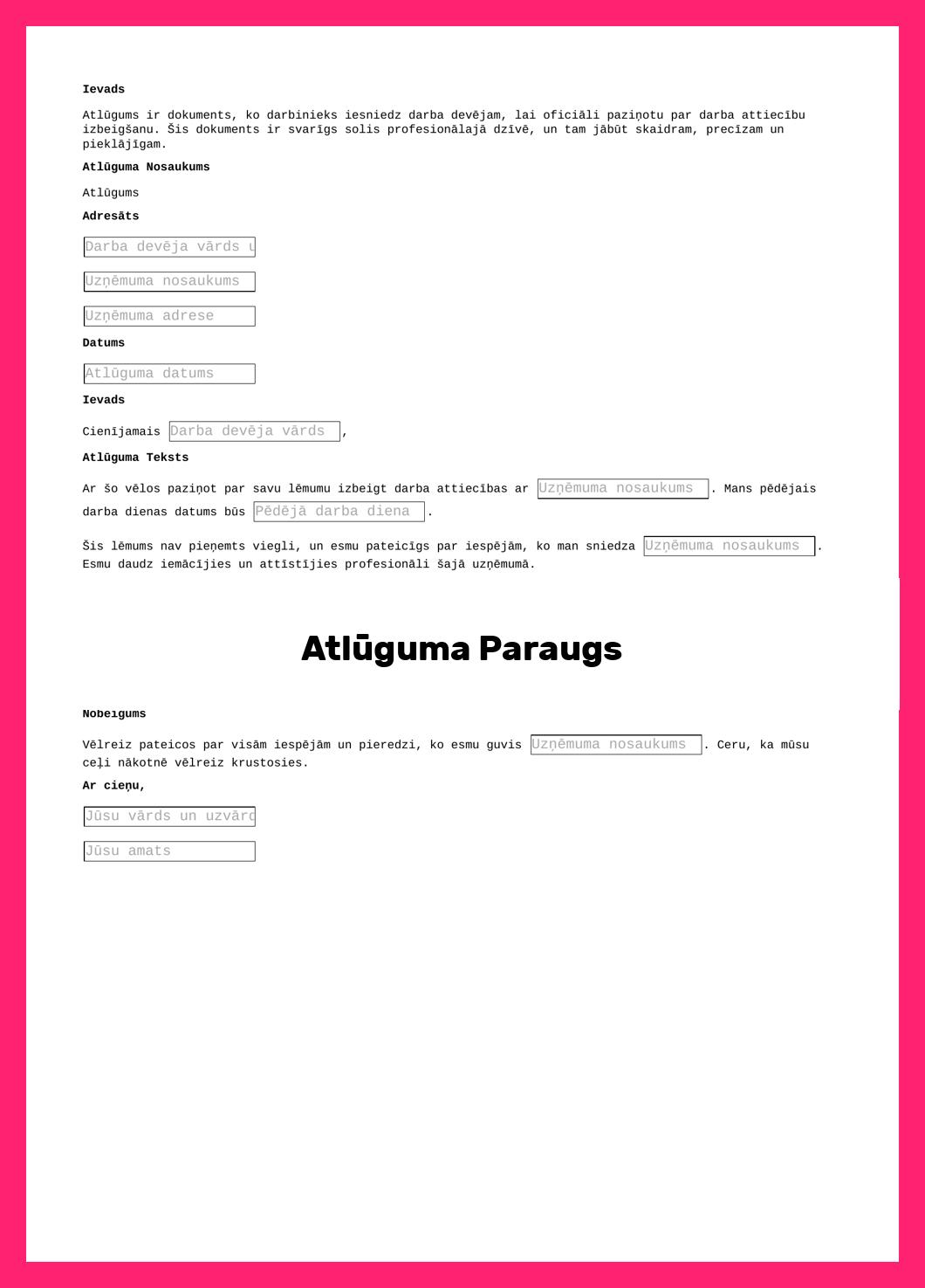 Atlūguma Paraugs