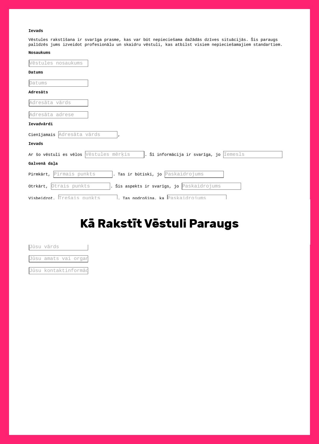 Kā Rakstīt Vēstuli Paraugs