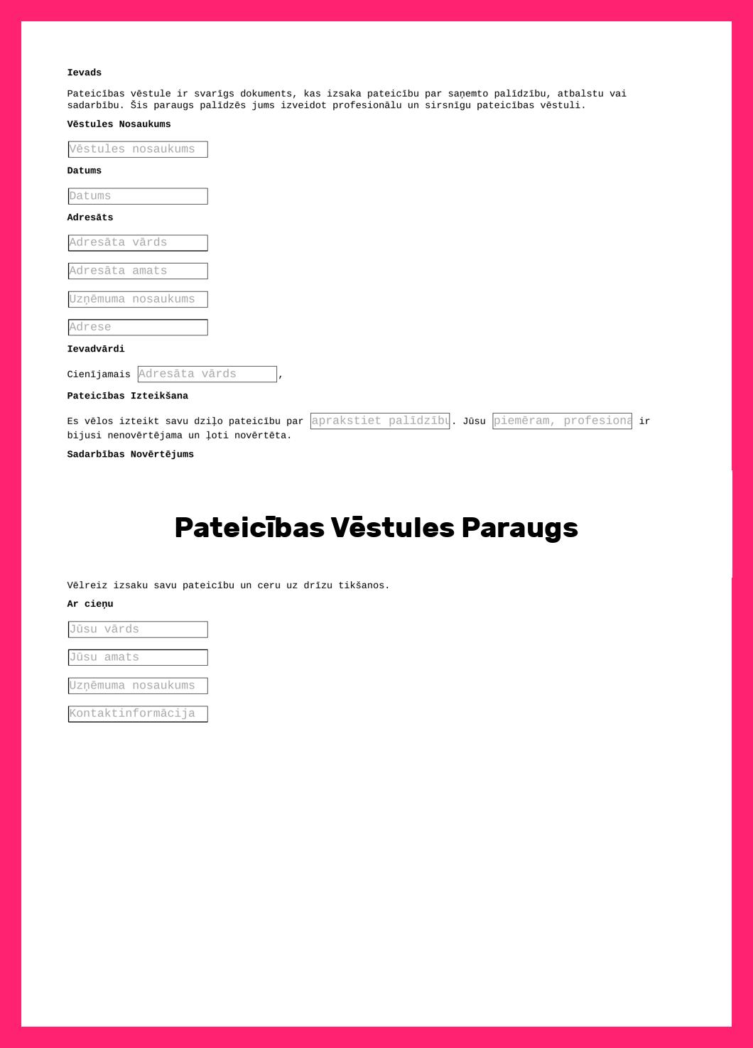 Pateicības Vēstules Paraugs